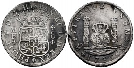 Philip V (1700-1746). 8 reales. 1735. México. MF. (Cal-1143). Ag. 26,77 g. Oxidaciones, Recovered from: Rooswijk, sunk in 1739 southeast of England. A...