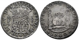 Philip V (1700-1746). 8 reales. 1740. México. MF. (Cal-1456). Ag. 26,77 g. VF/Almost VF. Est...200,00. /// SPANISH DESCRIPTION: Felipe V (1700-1746). ...