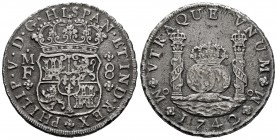 Philip V (1700-1746). 8 reales. 1742. México. MF. (Cal-1461). Ag. 23,46 g. Corrosion from salt water immersion. Almost VF. Est...200,00. /// SPANISH D...