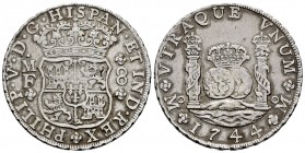 Philip V (1700-1746). 8 reales. 1744. México. MF. (Cal-1466). Ag. 26,83 g. Choice VF. Est...220,00. /// SPANISH DESCRIPTION: Felipe V (1700-1746). 8 r...