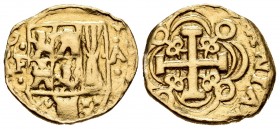 Philip V (1700-1746). 2 escudos. (1701-1721). Santa Fe de Nuevo Reino. F - A. (Cal-tipo 243). (Tauler-281/284). Au. 6,50 g. Used as a jewelry piece. D...