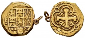 Philip V (1700-1746). 2 escudos. Santa Fe de Nuevo Reino. F - S. (Cal-tipo 243). (Tauler-289 similar). Au. 6,92 g. With ring. Rare. VF. Est...600,00. ...