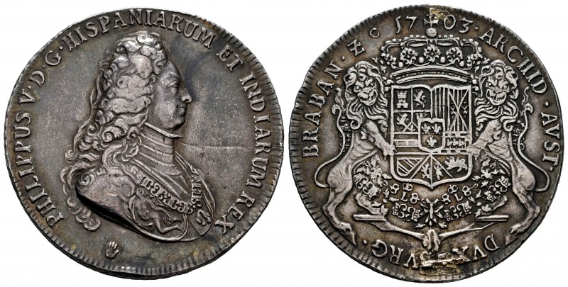 Philip V (1700-1746). 1 ducaton. 1703. Antwerpen. (Vti-85). (Vanhoudt-737.AN). A...