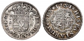 Ferdinand VI (1746-1759). 1 real. 1751. Sevilla. PJ. (Cal-236). Ag. 2,95 g. Choice VF. Est...50,00. /// SPANISH DESCRIPTION: Fernando VI (1746-1759). ...