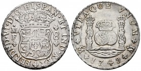 Ferdinand VI (1746-1759). 8 reales. 1749. México. MF. (Cal-473). Ag. 27,09 g. VF. Est...220,00. /// SPANISH DESCRIPTION: Fernando VI (1746-1759). 8 re...