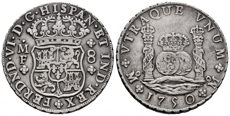 Ferdinand VI (1746-1759). 8 reales. 1750. México. MF. (Cal-474). Ag. 26,86 g. Ch...