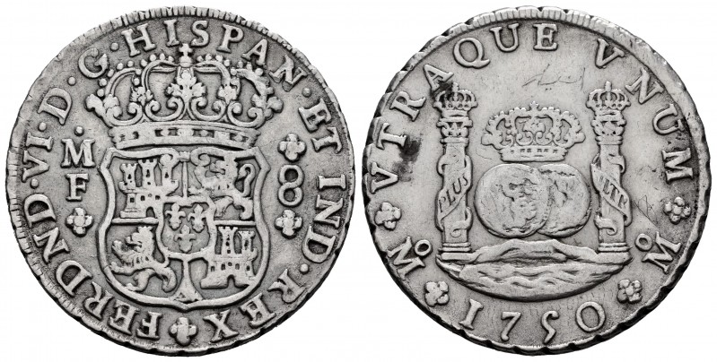 Ferdinand VI (1746-1759). 8 reales. 1750. México. MF. (Cal-474). Ag. 26,86 g. Gr...