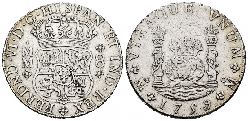 Ferdinand VI (1746-1759). 8 reales. 1759. México. MM. (Cal-495). Ag. 26,68 g. VF...