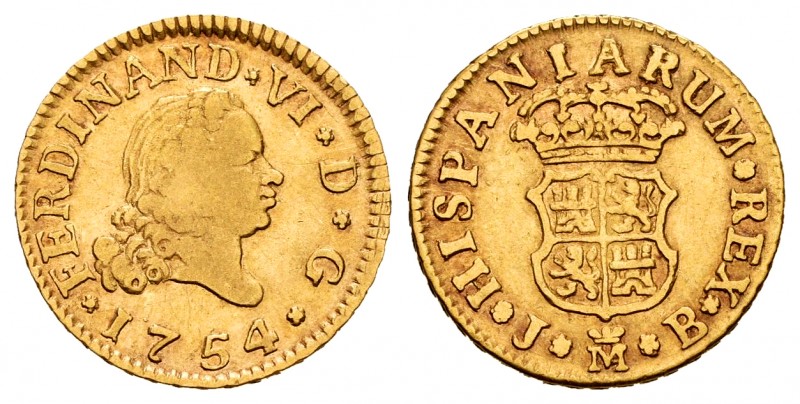 Ferdinand VI (1746-1759). 1/2 escudo. 1754. Madrid. JB. (Cal-557). Au. 1,71 g. T...