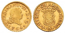 Ferdinand VI (1746-1759). 1/2 escudo. 1754. Madrid. JB. (Cal-557). Au. 1,71 g. Third king´s bust. VF. Est...160,00. /// SPANISH DESCRIPTION: Fernando ...