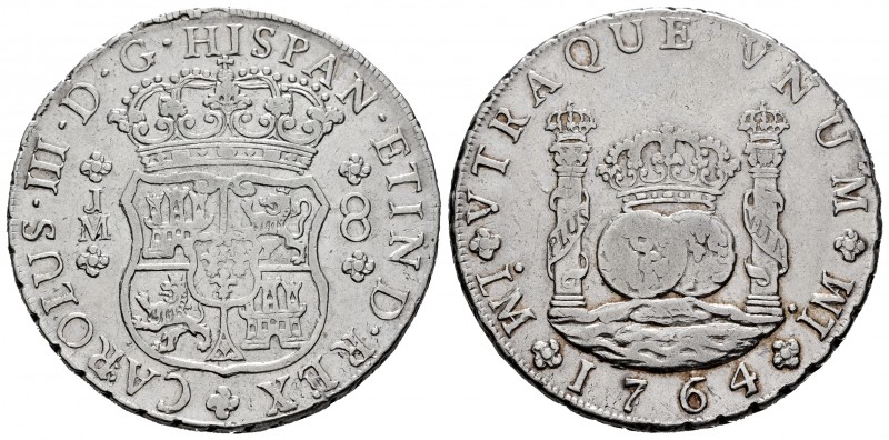 Charles III (1759-1788). 8 reales. 1764. Lima. JM. (Cal-1024). Ag. 26,71 g. Pell...