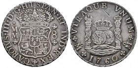 Charles III (1759-1788). 8 reales. 1760. México. MM. (Cal-1073). Ag. 27,18 g. Scratch on reverse. Beautiful colour. Choice VF. Est...220,00. /// SPANI...