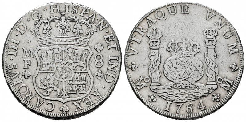 Charles III (1759-1788). 8 reales. 1764. México. MF. (Cal-1087). Ag. 26,85 g. Cl...