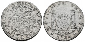 Charles III (1759-1788). 8 reales. 1764. México. MF. (Cal-1087). Ag. 26,85 g. Cleaned. Almost VF. Est...180,00. /// SPANISH DESCRIPTION: Carlos III (1...