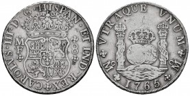 Charles III (1759-1788). 8 reales. 1765. México. MF. (Cal-1088). Ag. 26,75 g. VF/Almost VF. Est...200,00. /// SPANISH DESCRIPTION: Carlos III (1759-17...