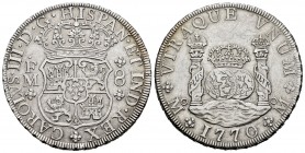 Charles III (1759-1788). 8 reales. 1770. México. FM. (Cal-1101). Ag. 26,90 g. Choice VF. Est...220,00. /// SPANISH DESCRIPTION: Carlos III (1759-1788)...
