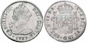 Charles III (1759-1788). 8 reales. 1787. Potosí. PR. (Cal-1193). Ag. 26,90 g. Slightly cleaned. Choice VF. Est...120,00. /// SPANISH DESCRIPTION: Carl...