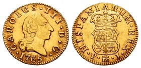 Charles III (1759-1788). 1/2 escudo. 1765. Madrid. PJ. (Cal-1249). Au. 1,79 g. First bust. Choice VF. Est...200,00. /// SPANISH DESCRIPTION: Carlos II...