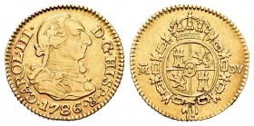 Charles III (1759-1788). 1/2 escudo. 1786. Madrid. DV. (Cal-1280). Au. 3,32 g. VF. Est...120,00. /// SPANISH DESCRIPTION: Carlos III (1759-1788). 1/2 ...