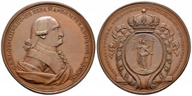 Charles IV (1788-1808). "Proclamation" medal. 1790. Guanajuato. (H-142 var. metal). Rev.: FUE PROCLAMADO POR LA NOBLE CIUDAD DE GUANAXUATO EN 25 DE DI...