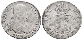 Charles IV (1788-1808). 2 reales. 1793. Madrid. MF. (Cal-600). Ag. 6,15 g. Almost VF. Est...40,00. /// SPANISH DESCRIPTION: Carlos IV (1788-1808). 2 r...