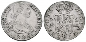 Charles IV (1788-1808). 2 reales. 1808. Madrid. AI. (Cal-619). Ag. 5,84 g. Almost VF. Est...50,00. /// SPANISH DESCRIPTION: Carlos IV (1788-1808). 2 r...