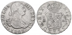 Charles IV (1788-1808). 2 reales. 1808. Madrid. AI. (Cal-619). Ag. 5,90 g. Almost VF. Est...40,00. /// SPANISH DESCRIPTION: Carlos IV (1788-1808). 2 r...