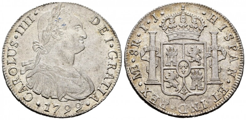 Charles IV (1788-1808). 8 reales. 1799. Lima. IJ. (Cal-917). Ag. 27,27 g. Scratc...