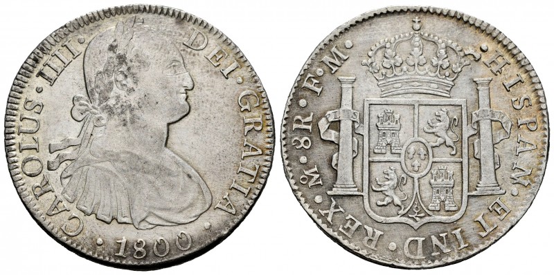 Charles IV (1788-1808). 8 reales. 1800. México. FM. (Cal-965). Ag. 26,92 g. Slig...