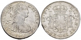 Charles IV (1788-1808). 8 reales. 1802. México. FT. (Cal-975). Ag. 26,92 g. Defects in edge, but still a good specimen. Choice VF. Est...60,00. /// SP...