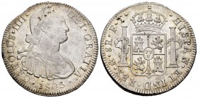 Charles IV (1788-1808). 8 reales. 1803. México. FT. (Cal-977). Ag. 26,95 g. Striking defects. It retains some luster. Choice VF/Almost XF. Est...80,00...