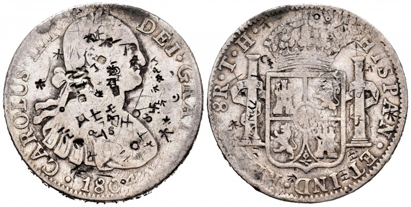 Charles IV (1788-1808). 8 reales. 1804. México. TH. (Cal-980). Ag. 26,77 g. Chop...