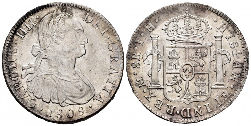 Charles IV (1788-1808). 8 reales. 1808. México. TH. (Cal-988). Ag. 27,00 g. With...