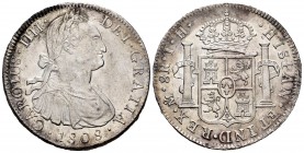 Charles IV (1788-1808). 8 reales. 1808. México. TH. (Cal-988). Ag. 27,00 g. With some original luster remaining. XF. Est...150,00. /// SPANISH DESCRIP...
