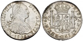 Charles IV (1788-1808). 8 reales. 1808. México. TH. (Cal-988). Ag. 27,02 g. Original luster. XF/AU. Est...200,00. /// SPANISH DESCRIPTION: Carlos IV (...