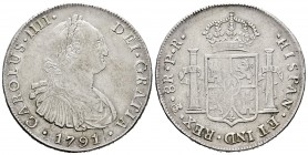 Charles IV (1788-1808). 8 reales. 1791. Potosí. PR. (Cal-991). Ag. 26,90 g. First-year king´s bust. Choice VF. Est...120,00. /// SPANISH DESCRIPTION: ...