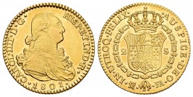 Charles IV (1788-1808). 2 escudos. 1801. Madrid. FA. (Cal-1303). Au. 6,75 g. Choice VF. Est...300,00. /// SPANISH DESCRIPTION: Carlos IV (1788-1808). ...