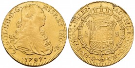 Charles IV (1788-1808). 8 escudos. 1797. México. FM. (Cal-1637). Au. 26,81 g. Traces of welding on edge. Almost VF/VF. Est...1150,00. /// SPANISH DESC...