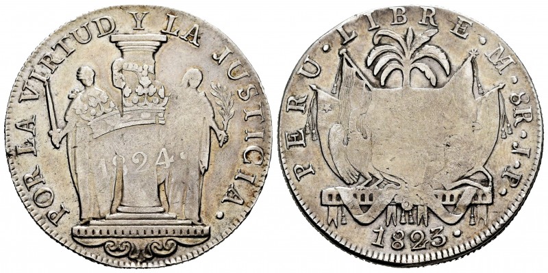 Ferdinand VII (1808-1833). 8 reales. 1823. Lima. JP. (Cal-1257). Ag. 26,80 g. Co...