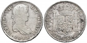 Ferdinand VII (1808-1833). 8 reales. 1822. Potosí. PJ. (Cal-1386). Ag. 27,02 g. VF/Choice VF. Est...80,00. /// SPANISH DESCRIPTION: Fernando VII (1808...