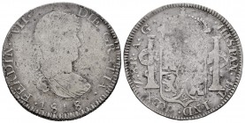 Ferdinand VII (1808-1833). 8 reales. 1818. Zacatecas. AG. (Cal-1460). Ag. 25,72 g. Error in legend. Very rare. Choice F. Est...350,00. /// SPANISH DES...