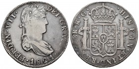 Ferdinand VII (1808-1833). 8 reales. 1821. Zacatecas. RG. (Cal-1465). Ag. 26,85 g. Almost VF. Est...70,00. /// SPANISH DESCRIPTION: Fernando VII (1808...
