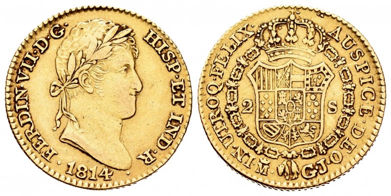 Ferdinand VII (1808-1833). 2 escudos. 1814. Madrid. GJ. (Cal-1616). Au. 6,72 g. ...