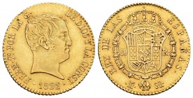 Ferdinand VII (1808-1833). 80 reales. 1822. Madrid. SR. (Cal-1641). Au. 6,70 g. "Cabezon" type. Choice VF. Est...350,00. /// SPANISH DESCRIPTION: Fern...