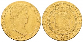 Ferdinand VII (1808-1833). 4 escudos. 1820. Madrid. GJ. (Cal-1716). Au. 13,52 g. Pellet between assayers. VF/Choice VF. Est...550,00. /// SPANISH DESC...