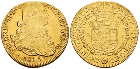 Ferdinand VII (1808-1833). 8 escudos. 1815. Santa Fe de Nuevo Reino. JF. (Cal-1849). (Cal onza-1330). Au. 27,03 g. Bust of Charles IV. Choice VF. Est....