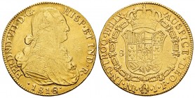 Ferdinand VII (1808-1833). 8 escudos. 1816. Santa Fe de Nuevo Reino. JJ. (Cal-1852). (Cal onza-1331). Au. 27,05 g. Bust of Charles IV. VF. Est...1200,...