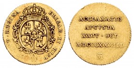 Elizabeth II (1833-1868). "Proclamation" medal. 1833. Madrid. (Cal 2008-118). (H-24). Anv.:  ELISAB ·II · HISP · ET · IND · REGINA. Rev.:  ACCLAMATIO ...
