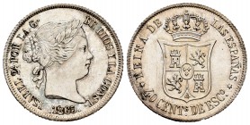 Elizabeth II (1833-1868). 40 centimos de escudo. 1865. Madrid. (Cal-500). Ag. 5,17 g. Minimal hairlines. Original luster. Almost UNC. Est...90,00. ///...