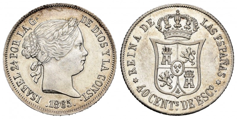 Elizabeth II (1833-1868). 40 céntimos de escudo. 1865. Madrid. (Cal 2008-337). A...